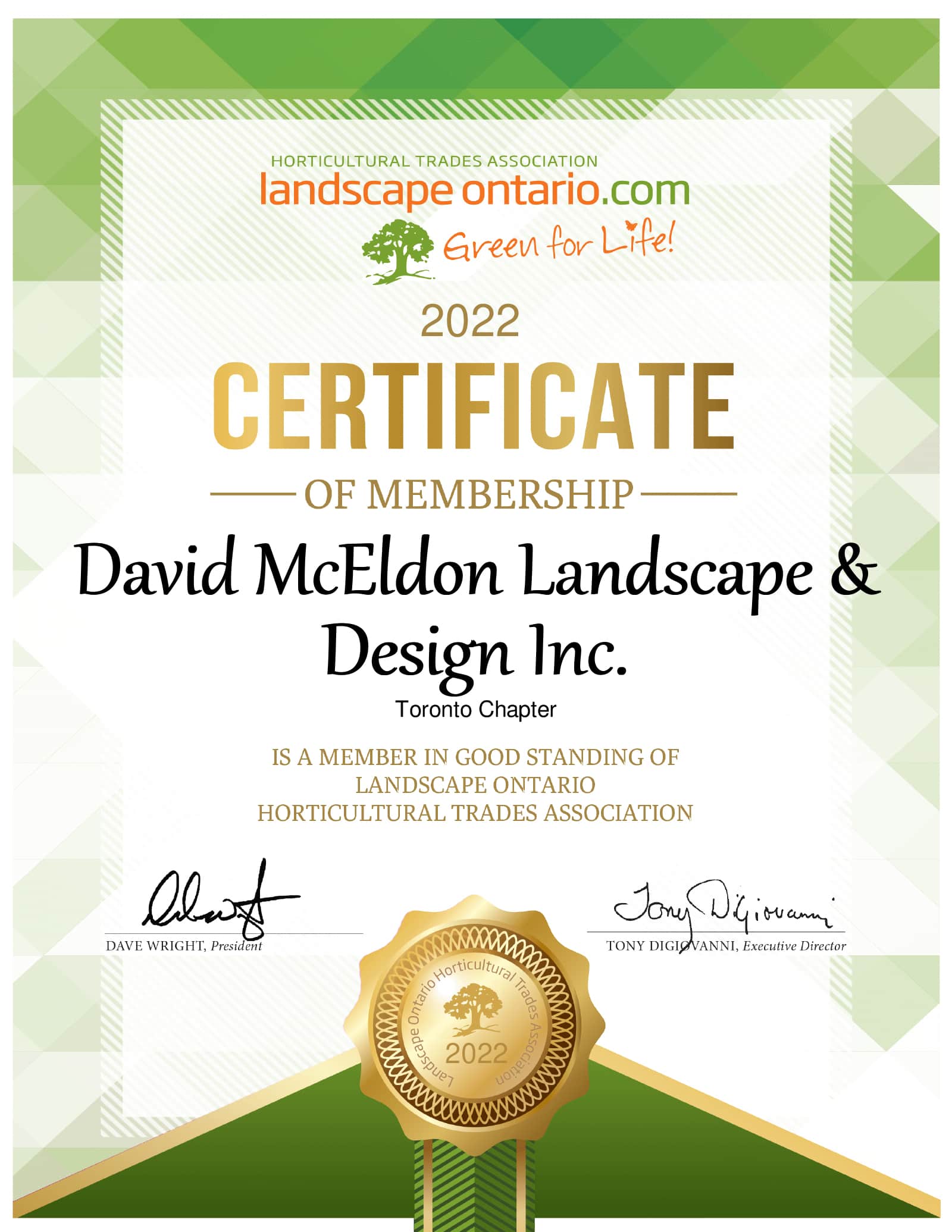 2022 Landscape Ontario Horticultural Trades Association member